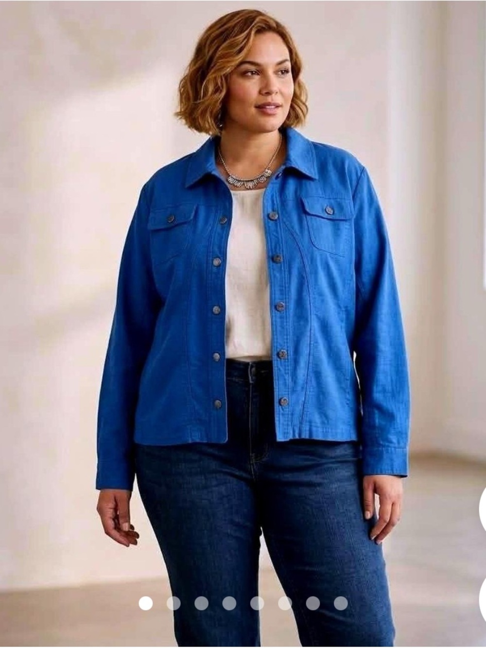 erin london Bright Blue Button-Front utility SHACKET ❤️❤️